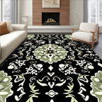 Sage Green Floral Medallion Damask Rug