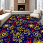 Retro Sunburst Floral Red Accents Rug