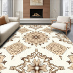 Brown Floral Medallion Repeating Pattern Rug