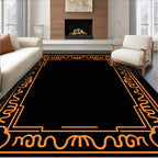 Art Deco Orange Geometric Border Rug