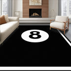 Bold Black White Eight Ball Rug