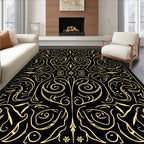 Ornate Golden Swirls and Faces Rug