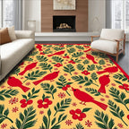 Crimson Cardinal Berry Branch Arrangement Rug
