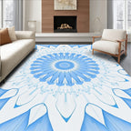 Pale Blue Floral Sunburst Rug