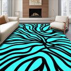Bold Black Swirls Aqua Background Rug