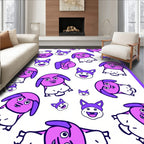 Playful Pink Puppy Cartoon Collage Rug