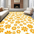 Retro Orange Flower Collage Rug