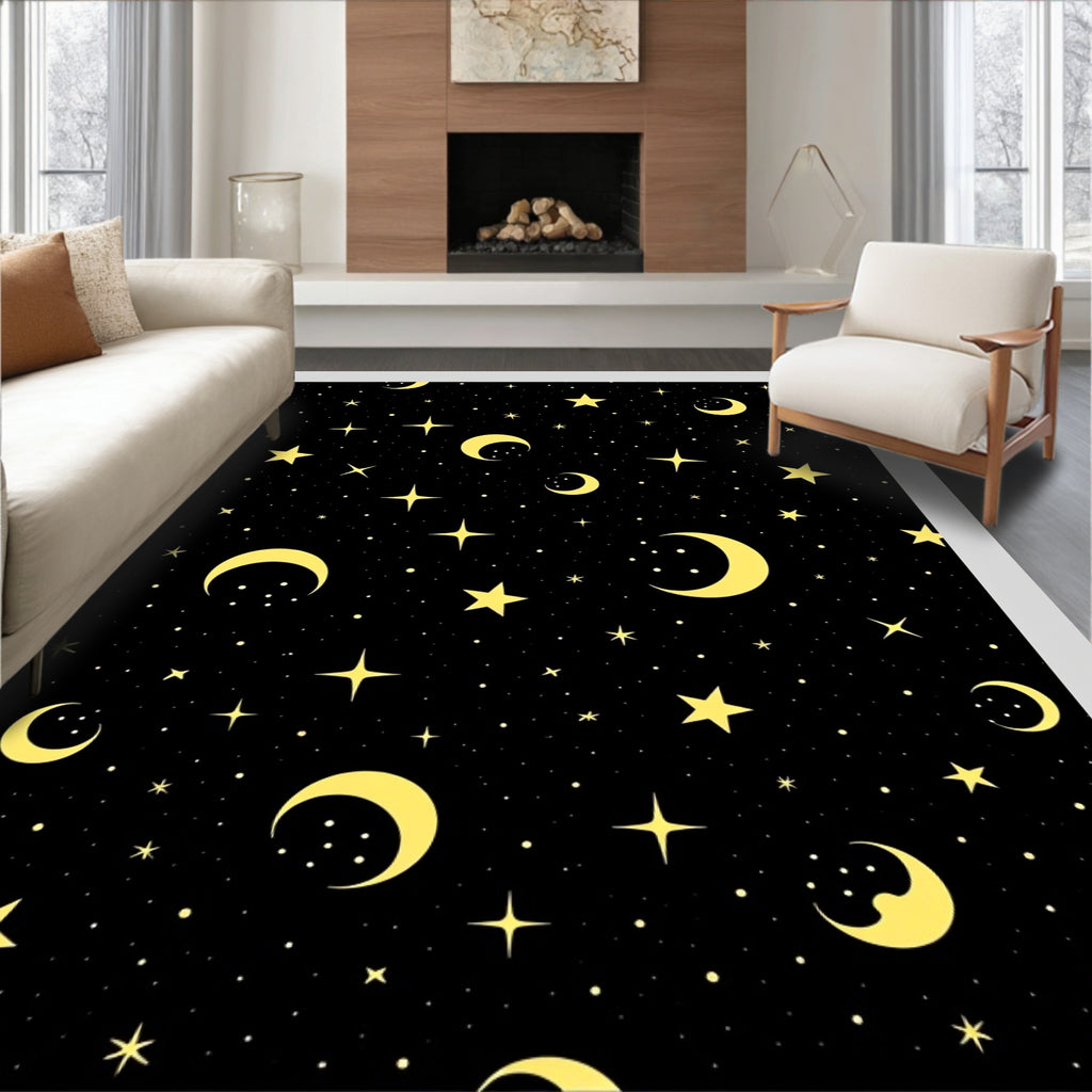 Golden Moon And Starry Night Rug
