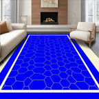 Modern Vivid Blue Hexagonal Network Rug