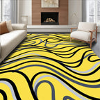 Vibrant Yellow Swirl Lines Rug