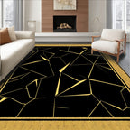 Golden Black Shattered Geometric Rug