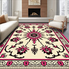 Vibrant Pink Floral Sunburst Meadow Rug