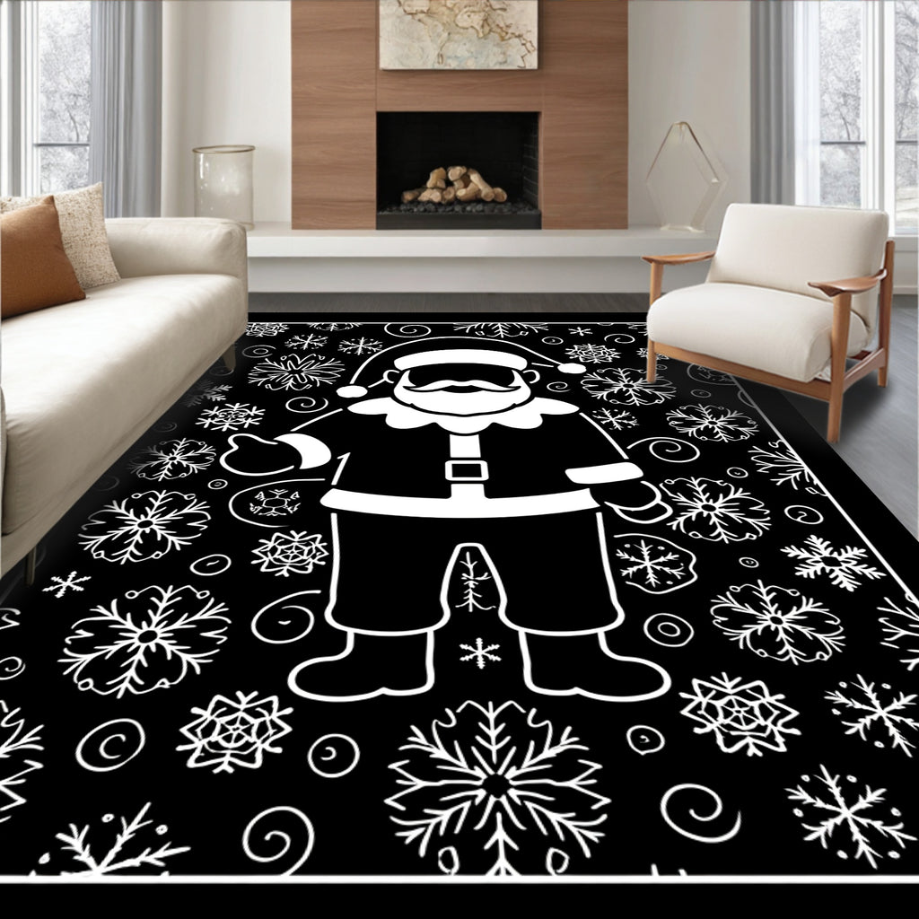 Whimsical Santa Snowflake Holiday Rug