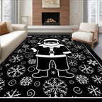 Whimsical Santa Snowflake Holiday Rug