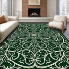 Emerald Green Vintage Floral Mandala Rug