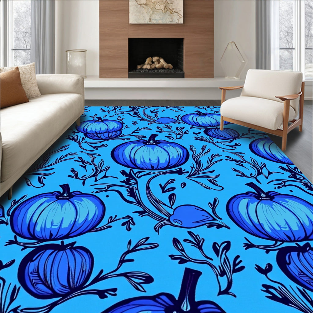 Blue Pumpkin Vine Seamless Repeat Rug