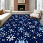 Winter Blue Snowflake Collage Rug