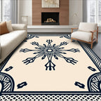 Cream Snowflake Celtic Knot Border Rug