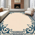 Dark Teal Floral Flourish Frame Rug