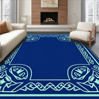 Deep Blue Celtic Knot Border Rug