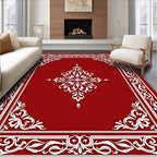 Crimson Red Ornate Floral Medallion Rug