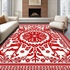 Crimson Tribal Animal Mandala Rug