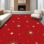 Crimson Golden Starburst Floral Rug