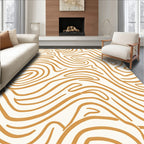 Golden Abstract Swirl Composition Rug