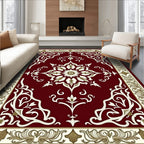 Crimson White Gold Floral Medallion Rug