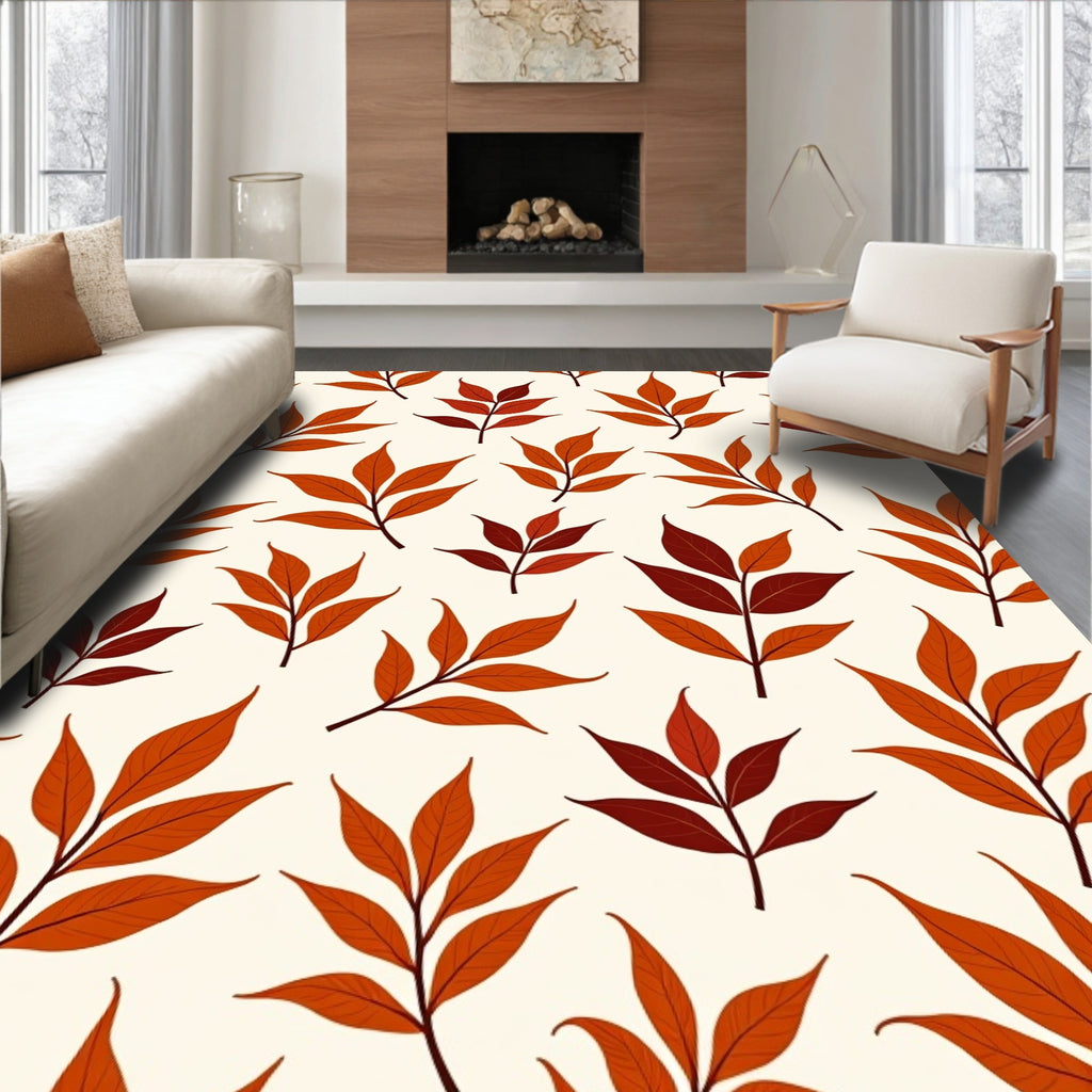 Autumn Leaf Branch Scattering Rug