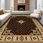 Brown Ochre Polka Dot Border Rug