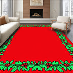 Festive Red Holly Berry Border Rug