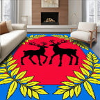 Crimson Red Deer Laurel Wreath Rug