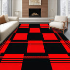 Lumberjack Crimson and Black Checkered Textile Rug