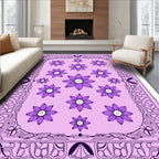 Art Nouveau Lilac Floral Frame Rug