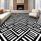 Monochromatic Geometric Maze Abstraction Rug
