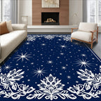 Cobalt Blue Winter Starburst Snowfall Rug
