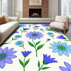 Vibrant Blue Violet Daisy Garden Rug