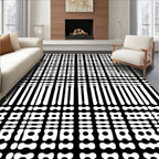 Abstract Black White Geometric Grid Rug