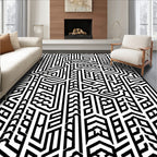 Monochromatic Bold Geometric Maze Rug