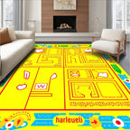 Playful Yellow Red Geometric Collage Rug