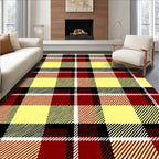 Crimson Yellow Black Plaid Checked Rug