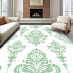 Sage Green Damask Scroll Rug