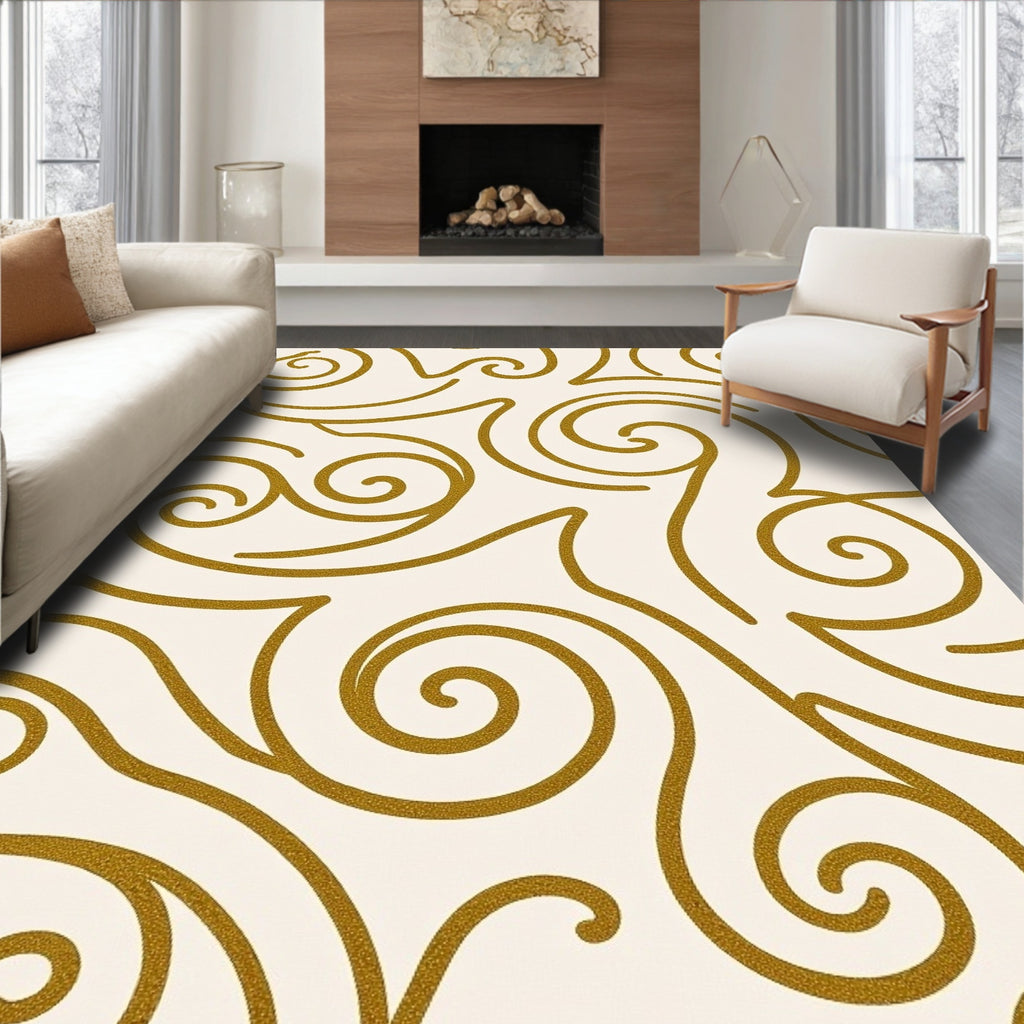 Luxe Gold Swirls and Curves Rug