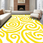 Bright Yellow Swirls Abstract Art Rug