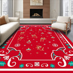Festive Red Christmas Cats Ornaments Rug