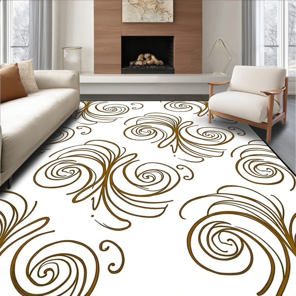 Brown Swirl Flourish Repeating Rug