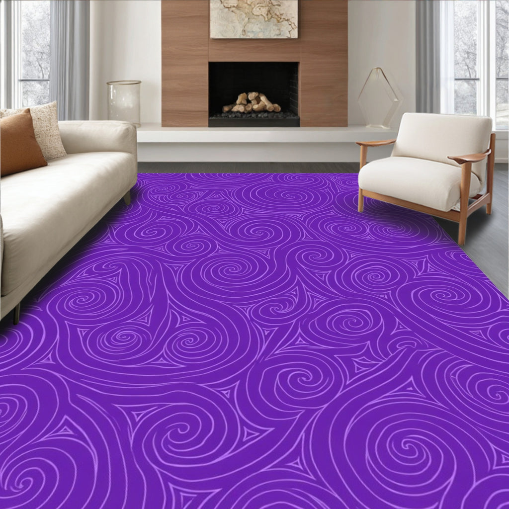 Deep Purple Swirling Lines Rug
