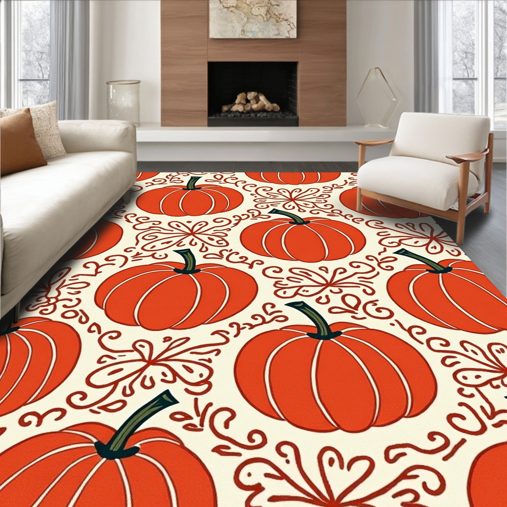 Classic Orange Pumpkin Swirl Rug