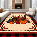 Harvest Cornucopia Autumn Pumpkins Foliage Rug